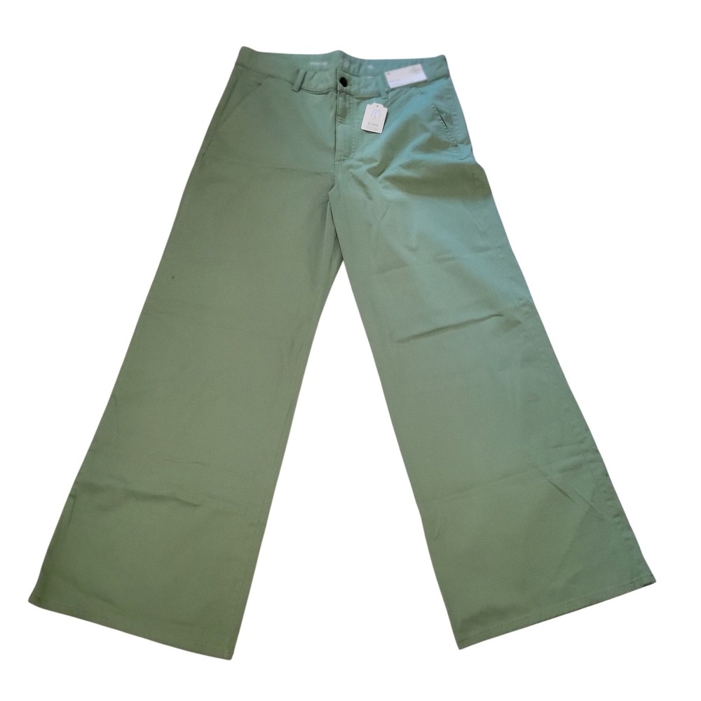 St Johns Bay NEW Women 16T Sage Green Wide Leg Mid Rise Secretly Slender Pants